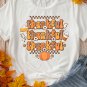 Khaki thankful Crew Neck Thanksgiving Graphic Tee