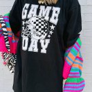 Black GAME DAY Checkerboard Rugby Football Helmet T Shirt