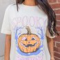 White SPOOKY Pumpkin Print Round Neck Halloween T Shirt