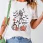 White Skull Pumpkin Face STAY SPOOKY Graphic Halloween T Shirt