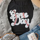 Black Sequin Game Day Graphic Crew Neck Tee