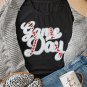 Black Sequin Game Day Graphic Crew Neck Tee