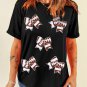 Black Rugby Football Bowknot Pattern Game Day T Shirt