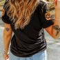 Black Sequin Pumpkin Face Halloween T Shirt