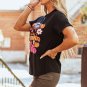 Black Take Me To The Pumpkin Patch Flower Print T Shirt
