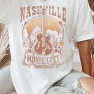 White Vintage NASHVILLE Music City Crewneck Graphic T Shirt