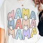 White MAMA Slogan Print Crew Neck Casual T Shirt