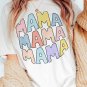 White MAMA Slogan Print Crew Neck Casual T Shirt