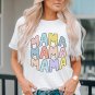 White MAMA Slogan Print Crew Neck Casual T Shirt