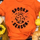 Orange SPOOKY SEASON Ghost Print Crew Neck Halloween Tee