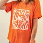Orange Grateful Thankful Blessed Printed Thanksgiving T Shirt