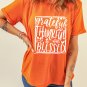 Orange Grateful Thankful Blessed Printed Thanksgiving T Shirt