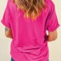 Rose Red Easter Eggs Patched Crew Neck Graphic Tee