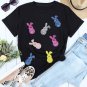Black Sequin Bunny Doll Graphic Easter Day T Shirt
