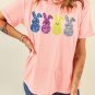 Pink Sequin Cute Bunny Graphic Easter Fashion Tee