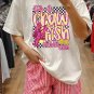 White Crawfish Checkered Pattern Graphic Tee