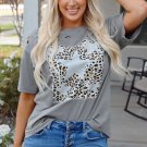 Medium Grey Stars Leopard Graphic Distressed Tee