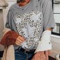 Medium Grey Stars Leopard Graphic Distressed Tee