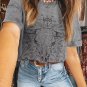 Light Grey Western Steer Head Tie Dye Print Crew Neck T Shirt