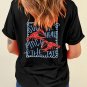 Black Girlie Bow Crawfish Printed T Shirt