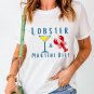 White LOBSTER MARTINI DIET Cocktail and Crawfish Print T Shirt