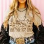 Beige LIVE YOUR BEST LIFE Crew Neck Western Graphic Tee