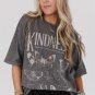 Dark Grey Kindness Butterflies Graphic Mineral Wash Loose Tee