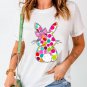White Polka Dot Bow Rabbit Graphic Crewneck Easter Fashion Tee