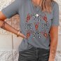 Gray Checkered Bow Crawfish Printed Summer Tee