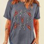 Gray Checkered Bow Crawfish Printed Summer Tee