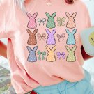 Pink Dotty Bunny Bow Printed Easter Day Fashion T Shirt