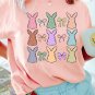 Pink Dotty Bunny Bow Printed Easter Day Fashion T Shirt