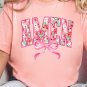 Pink Floral AMEN Bow Graphic Crewneck T Shirt