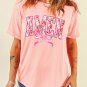 Pink Floral AMEN Bow Graphic Crewneck T Shirt