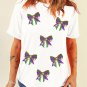 White Sequin Mardi Gras Bow Graphic Crewneck Tee