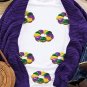 White Sequined Mardi Gras Pattern Crew Neck Short Sleeve Top