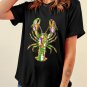 Black Mardi Gras Lobster Heat Transfer Graphic T Shirt