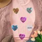 Pink Sequin Valentines Lettering Heart Patched Crewneck T Shirt