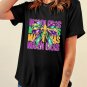 Black MARDI GRAS Fleur de Lis Bowknot Printed Crewneck Tee