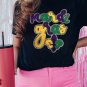 Black Chenille Mardi Gras Letter Graphic Tee