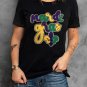 Black Chenille Mardi Gras Letter Graphic Tee