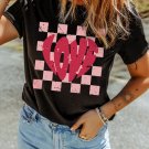 Black LOVE Checkered Graphic Valentine Tee