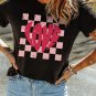 Black LOVE Checkered Graphic Valentine Tee