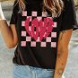 Black LOVE Checkered Graphic Valentine Tee