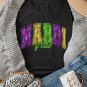 Black Mardi Gras Heat Transfer Graphic Holiday Tee