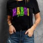 Black Mardi Gras Heat Transfer Graphic Holiday Tee