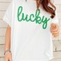 White Lucky Tinsel Graphic St Patrick Fashion Tee