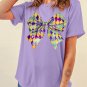 Wisteria Mardi Gras Bowknot Pattern Crew Neck T Shirt