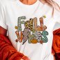 White FALL VIBES Cotton Blend Casual T Shirt