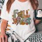 White FALL VIBES Cotton Blend Casual T Shirt
